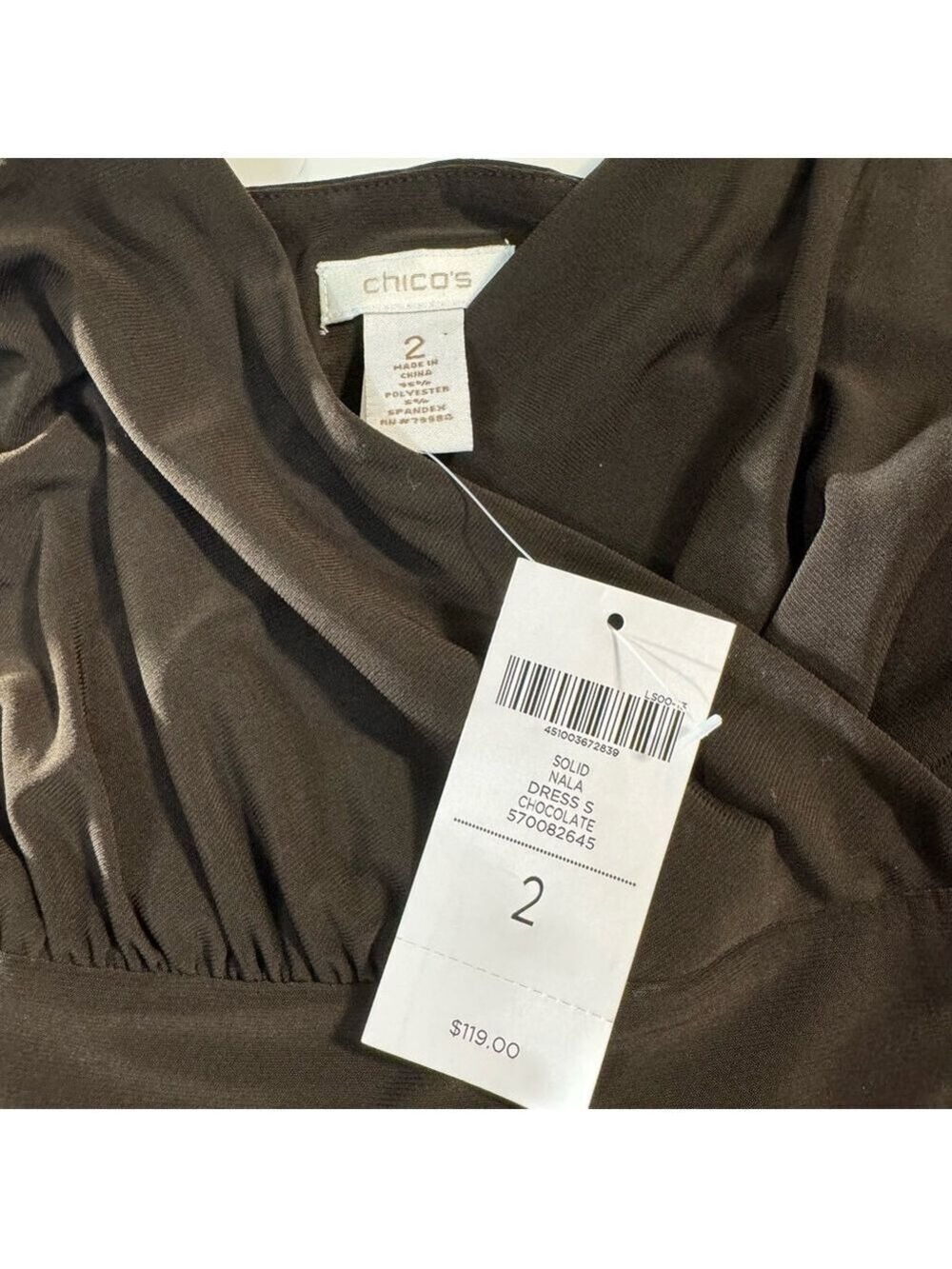 Chico’s Solid Nala Chocolate Maxi Dress Size 2 (L/12) - Picture 9 of 11